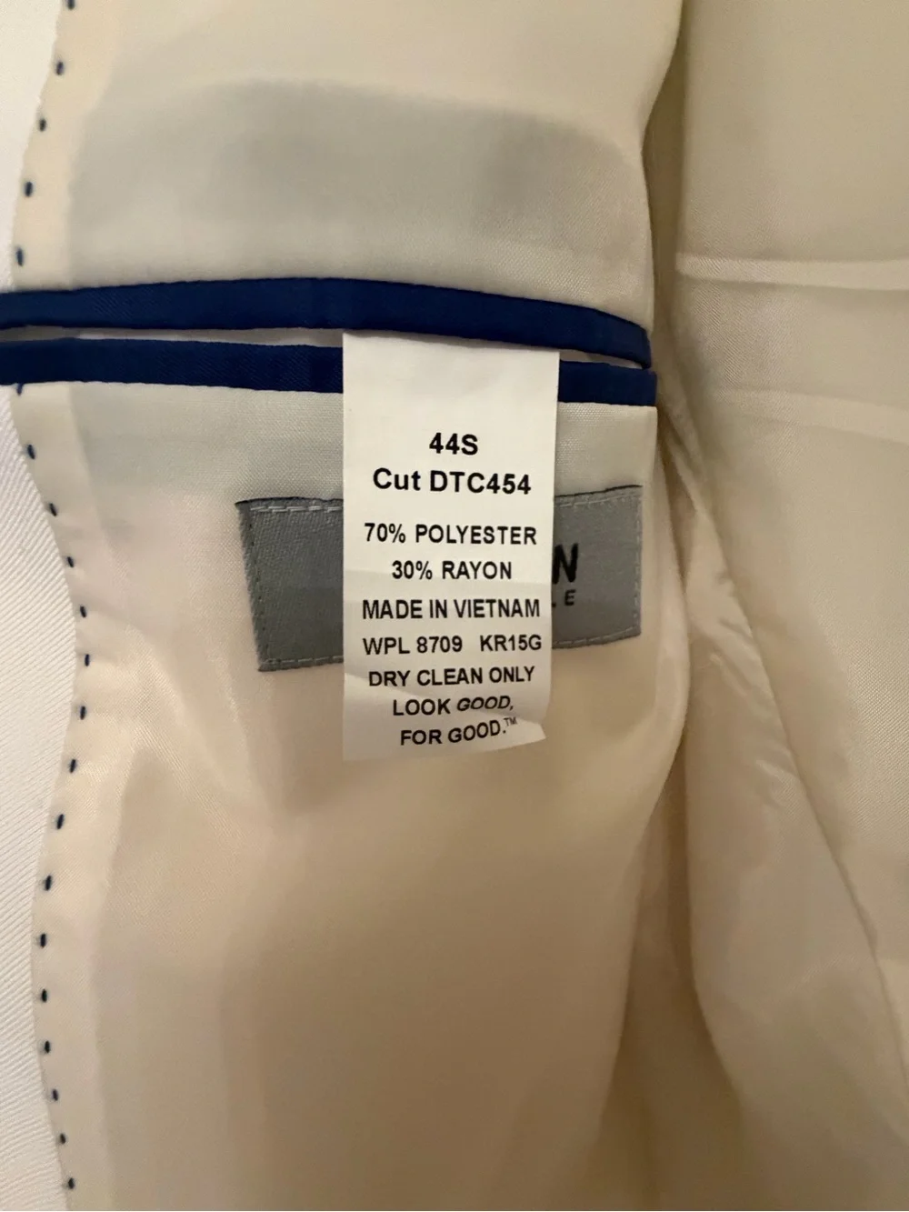Kenneth Cole White Blazer with Black Piping